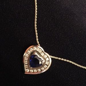 Sapphire and diamond heart Pendant
